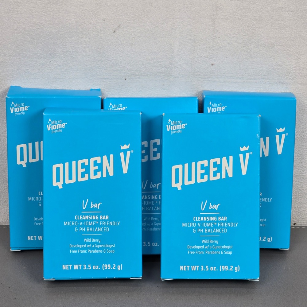 New Queen V Bar Cleansing Bar Wild Berry pH Balanced 3.5 oz 5 Pack Bundle